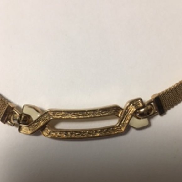 Vintage Christian Dior Germany Gold Tone Mesh Choker Necklace - Picture 11 of 11